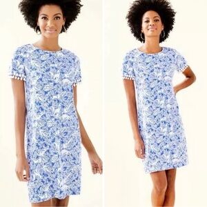 NWT Lilly Pulitzer Lissie Dress in Coastal Blue Fancy Feet, Size S